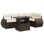 Set sofás de jardín 6 piezas y cojines ratán sintético marrón