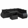 Set de sofás de jardín 7 pzas con cojines ratán sintético negro