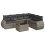 Set de sofás de jardín 7 pzas con cojines ratán sintético gris