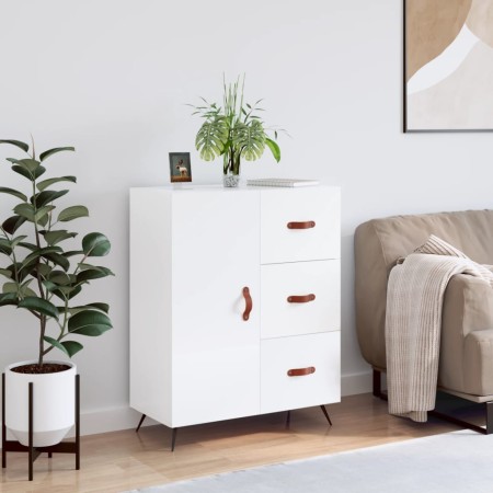 Aparador de madera contrachapada blanco brillante 69,5x34x90 cm de vidaXL, Aparadores - Ref: Foro24-827886, Precio: 99,01 €