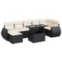 Set de sofás de jardín y cojines 8 piezas ratán sintético negro