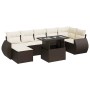 Set sofás de jardín 8 piezas y cojines ratán sintético marrón