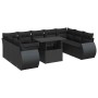 Set de sofás de jardín y cojines 10 pzas ratán sintético negro