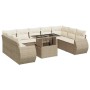 Juego de sofás jardín con cojines beige 10 pzas ratán sintético