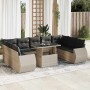 Set sofás jardín 10 pzas con cojines ratán sintético gris claro