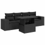 Set de muebles de jardín 5 pzas y cojines ratán sintético negro