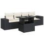 Set de muebles de jardín 5 pzas y cojines ratán sintético negro