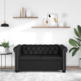 Sofá Chesterfield de 2 plazas cuero sintético negro