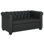 Sofá Chesterfield de 2 plazas cuero sintético negro