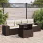 Set comedor de jardín 5 piezas y cojines ratán sintético marrón