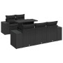 Set de sofás de jardín 6 piezas y cojines ratán sintético negro