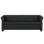 Sofá Chesterfield de 3 plazas cuero sintético negro