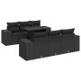 Set de sofás de jardín 7 pzas con cojines ratán sintético negro