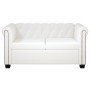 Sofá Chesterfield de 2 plazas cuero sintético blanco