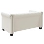 Sofá Chesterfield de 2 plazas cuero sintético blanco