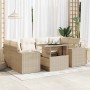 Set sofás de jardín 7 piezas y cojines ratán sintético beige