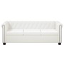 Sofá Chesterfield de 3 plazas cuero sintético blanco