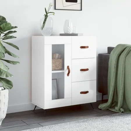Aparador de madera contrachapada blanco brillante 69,5x34x90 cm de vidaXL, Aparadores - Ref: Foro24-828014, Precio: 101,12 €,...
