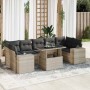 Set de sofás de jardín 8 pzas y cojines ratán sintético gris