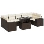 Set sofás de jardín 8 piezas y cojines ratán sintético marrón