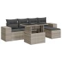 Set de sofás de jardín 6 pzas y cojines ratán sintético gris