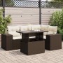 Set comedor de jardín 5 piezas y cojines ratán sintético marrón
