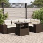 Set sofás de jardín 6 piezas y cojines ratán sintético marrón