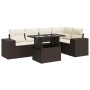 Set sofás de jardín 6 piezas y cojines ratán sintético marrón