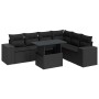 Set de sofás de jardín 7 pzas con cojines ratán sintético negro