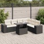 Set de sofás de jardín 7 pzas con cojines ratán sintético negro