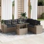 Set de sofás de jardín 7 pzas con cojines ratán sintético gris