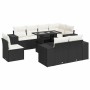 Set de sofás de jardín con cojines 9 pzas ratán sintético negro