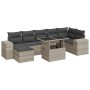Set de sofás de jardín 8 pzas y cojines ratán sintético gris