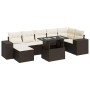 Set sofás de jardín 8 piezas y cojines ratán sintético marrón