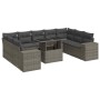 Set de sofás de jardín y cojines 10 pzas ratán sintético gris