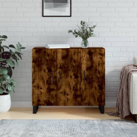 Aparador de madera de ingeniería roble ahumado 90x34x80 cm de vidaXL, Aparadores - Ref: Foro24-828137, Precio: 84,71 €, Descu...
