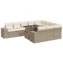 Set de sofás de jardín 11pzas con cojines ratán sintético beige