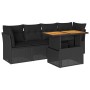 Set de muebles de jardín 5 pzas y cojines ratán sintético negro