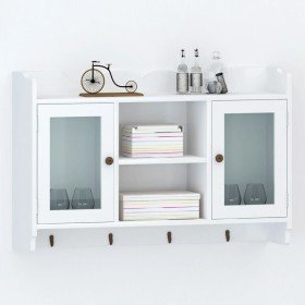 Armario de pared estante expositor vidrio MDF blanco libros/DVD