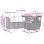 Set de muebles de jardín 5 pzas y cojines ratán sintético negro