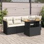 Set de muebles de jardín 5 pzas y cojines ratán sintético negro