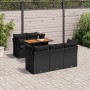 Set de sofás de jardín 6 piezas y cojines ratán sintético negro