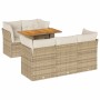 Juego de sofás jardín con cojines 6 pzas ratán sintético beige