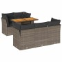 Set de muebles de jardín 6 pzas y cojines ratán sintético gris
