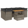 Set de sofás de jardín 7 pzas con cojines ratán sintético gris