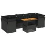 Set de sofás de jardín y cojines 8 piezas ratán sintético negro