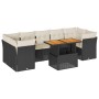 Set de sofás de jardín y cojines 8 piezas ratán sintético negro