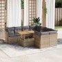 Set de sofás de jardín con cojines 9 pzas ratán sintético beige
