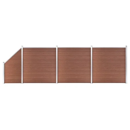 Fence set 3 square + 1 oblique WPC brown 619x186 cm by vidaXL, fence panels - Ref: Foro24-3053217, Price: 1,00 €, Discount: %