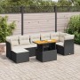 Set de sofás de jardín y cojines 8 piezas ratán sintético negro